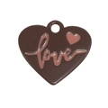 Chocolate brown heart charm with pink love engraving for DIY jewelry making - Heart / Dark Coffee