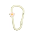 Crèmewitte emaille D-vormige springring karabijnhaak met kleine roze bloem decoratie - D-Ring Bloem / Off-wit