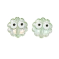 Light green acrylic flower beads with googly eyes and iridescent pearl finish - Transparent - Green