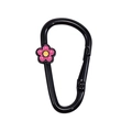Zwarte D-ring karabijnhaak met roze bloem voor DIY sleutelhangers en accessoires - D-Ring Bloem / Zwart