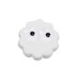 White cloud-shaped acrylic charm with cute eyes and bottom hole for DIY jewelry - Lacquered - White