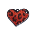 Ciondolo a cuore in acrilico rosso con motivo leopardato nero e texture ondulata per DIY - Cuore-Rosso