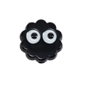 Black acrylic soot sprite bead with big white eyes and vertical hole for DIY jewelry - Lacquered - Black