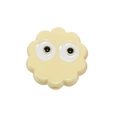 Pale yellow wavy round acrylic bead with cartoon eyes for DIY jewelry making - Lacquered - Yellow