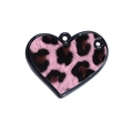 Pendaglio a cuore con stampa leopardata rosa e doppi fori per gioielli fai-da-te e chiavi - Cuore-LOVE Rosa