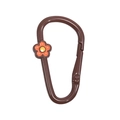 Bruine D-vormige karabijnsluiting met klein oranje bloemetje voor DIY sleutelhangers - D-Ring Bloem / Donkere Koffie
