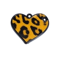 Ciondolo a cuore in acrilico con stampa leopardata arancione e due fori per gioielli DIY - Cuore-LOVE Giallo