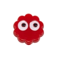 Red flower-shaped acrylic DIY bead with cute eyes and smooth glossy finish - Lacquered - Bright Red