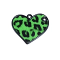 Ciondolo a cuore in acrilico verde con motivo leopardato nero per gioielli fai-da-te - Cuore-LOVE Verde