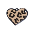 Ciondolo a cuore in acrilico con stampa leopardata marrone e bordo nero per gioielli - Cuore - Caffè Chiaro