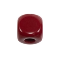 Dark red acrylic cube bead with central hole for DIY jewelry and keychains - Square Dice Bead / Ankara Red