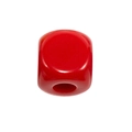Single red acrylic cube bead with rounded corners and center hole for DIY jewelry making - Square Dice Bead / Red