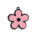 Elegante ciondolo a forma di fiore a cinque petali rosa e nero per gioielli fai-da-te - Fiore - Rosa