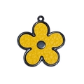 Ciondolo a fiore giallo in acrilico con trama in pelle e anello nero per portachiavi fai da te - Fiore - Giallo