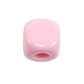 Pink acrylic square bead with large hole for DIY jewelry making and handmade bracelets - Square Dice Bead / Pink