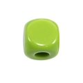 Polished bright green acrylic cube beads with center holes for DIY jewelry making - Square Dice Bead / Fruit Green