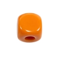 Glossy orange acrylic cube bead with center hole for DIY jewelry making and crafts - Square Dice Bead / Orange