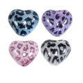 Leopard print heart beads in blue, purple, pink, and white for DIY jewelry making - Heart / Random Color