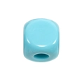 Single turquoise acrylic cube bead with smooth glossy finish for DIY jewelry crafting - Square Dice Bead / Blue