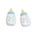 Cute white acrylic baby bottle beads with yellow star print and blue accents for DIY jewelry - Baby Bottle / Yellow
