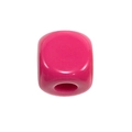Hot pink square acrylic cube bead with large hole for DIY jewelry making and crafts - Square Dice Bead / Rose Red