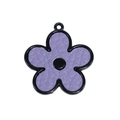 Ciondolo a fiore viola per portachiavi fai-da-te con trama in pelle e cornice nera - Fiore - Viola