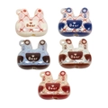 Perles de lapin en acrylique colorées avec imprimé Bear pour bijoux DIY et porte-clés - Couleur Aléatoire