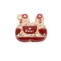Ciondolo a forma di orso in acrilico bianco crema per portachiavi fai-da-te e gioielli - Rosso Ankara