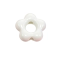 Polished white acrylic flower beads with center hole for DIY jewelry making and crafts - Peach Blossom Shape / White