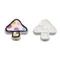 DIY colorful mushroom beads for jewelry making with polka dots and threading holes - White