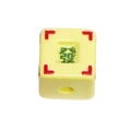 Acrylic colorful square Mahjong bead with green character for DIY jewelry making - Cornucopia Cube Style / Pale Yellow