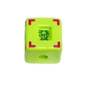 Neon green square acrylic bead with center hole and logo detail for DIY jewelry making - Cornucopia Cube Style / Fruit Green
