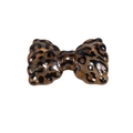 Chic leopard print acrylic bow pendant accessory with polished resin finish on white back - Bow / Dark Coffee