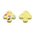 Light yellow mushroom bead with painted house pattern and relief for DIY jewelry - Pale Yellow