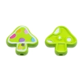 Green mushroom bead for DIY jewelry with colorful dot patterns and threading hole - Fruit Green