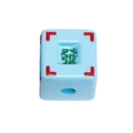 Light blue Mahjong style acrylic cube bead with green Chinese character for DIY crafts - Cornucopia Cube Style / Blue
