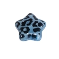 Star-shaped acrylic leopard print bead in light blue finish with a single hole for DIY crafts - Star / Blue