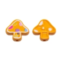 Bright orange mushroom beads with colorful spots for DIY jewelry and phone chains - Orange