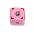 Pink acrylic square bead with golden Fortune character for DIY jewelry making - Cornucopia Cube Style / Light Pink