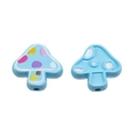 Light blue mushroom beads with colorful dots and a cute window for DIY jewelry making - Blue