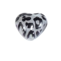Glossy acrylic leopard print heart bead in light grey for jewelry making DIY - Heart / White