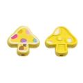 DIY yellow mushroom beads with colorful dots and pre-drilled holes for jewelry making - Light Yellow