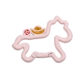 Pink lucky horse keychain with golden ingot decoration and snap hook clasp - Light Pink
