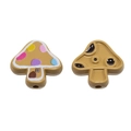 Colorful painted mushroom house beads with through-hole for DIY jewelry making - Light Coffee