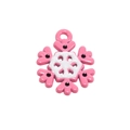 Rosa-weißer Schneeflocken-Anhänger mit Metallring für DIY-Schmuckherstellung - Rosenrot