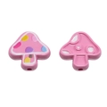 Pink resin mushroom beads with hand-painted colorful spots for DIY jewelry making - Peach