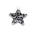 Star-shaped acrylic leopard print pendant charm in black and white with pre-drilled hole - Pentagram / White