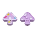 DIY purple mushroom beads with painted house details for handmade crafts and phone charms - Purple