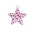Acrylic star pendant with pink leopard print pattern for jewelry and keychains - Pentagram / Pink