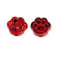 Red cat paw printed charms with cartoon kitty design for DIY jewelry and phone chains - 18*20mm / Red